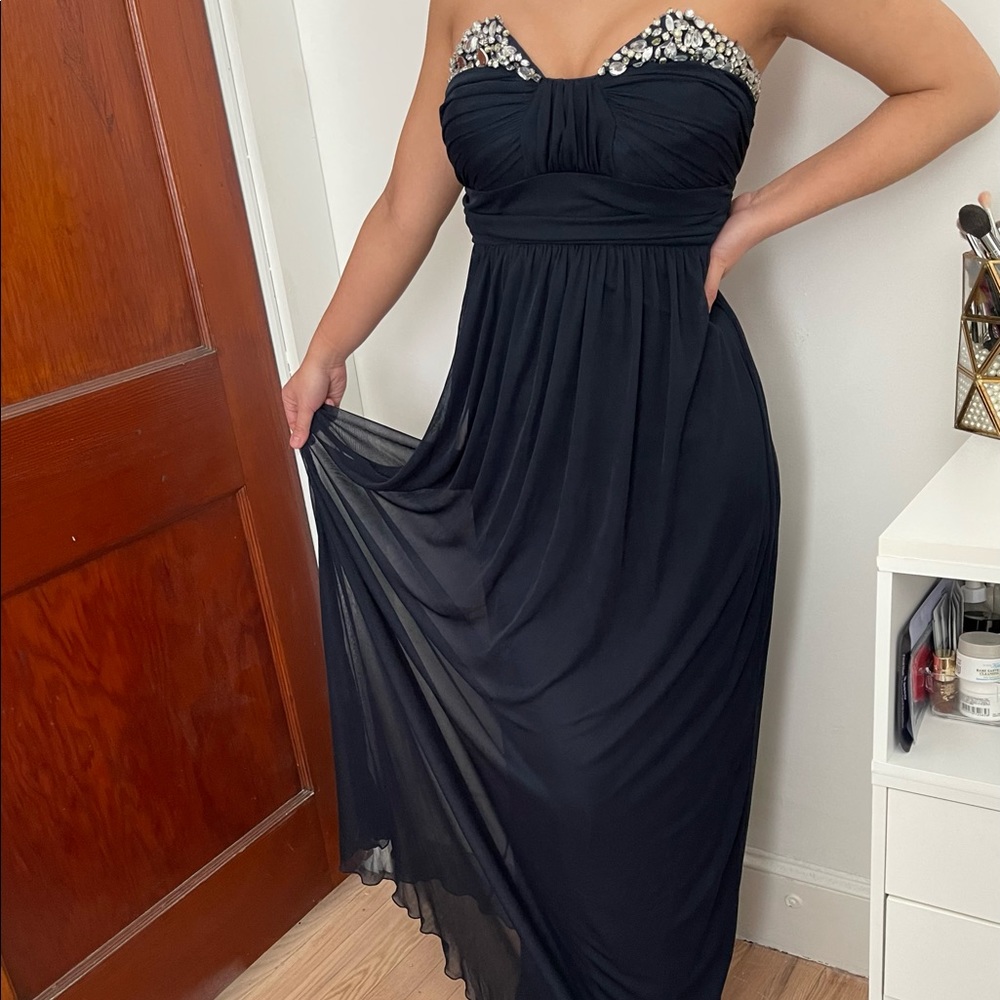 Strapless Rhinestone Prom Dress